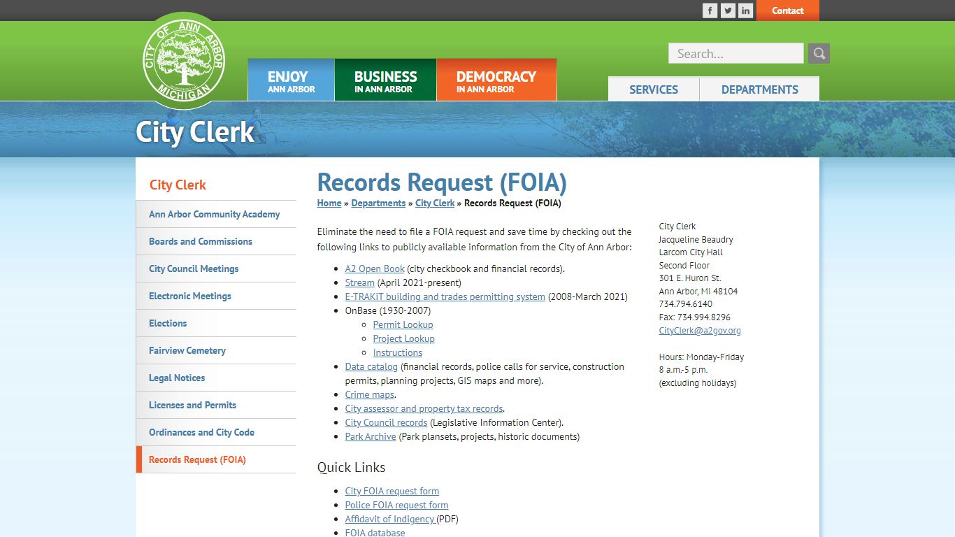 Records Request (FOIA) - a2gov.org