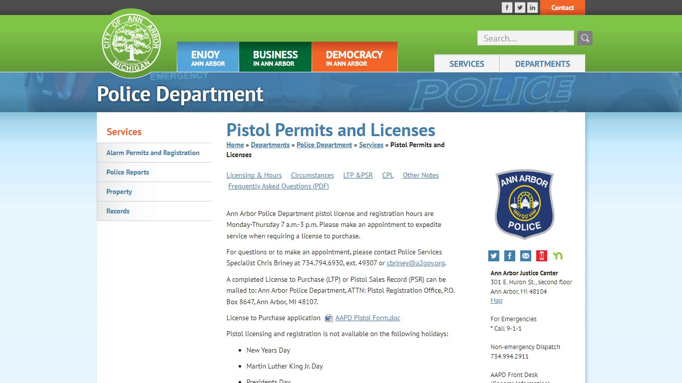 Pistol Permits and Licenses - a2gov.org